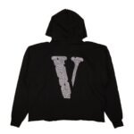 Vlone Black Rhinestone Logo Pullover Hoodie
